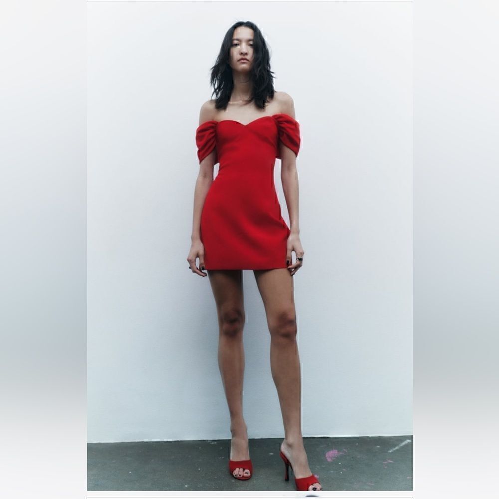 Zara SWEETHEART NECKLINE DRESS Size Small